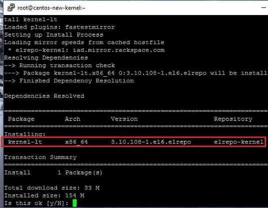 طريقه تحديث Kernel في نظام تشغيل CentOS