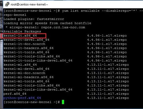 طريقه تحديث Kernel في نظام تشغيل CentOS