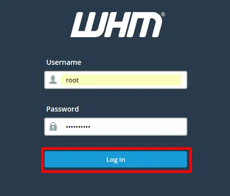 login WHM