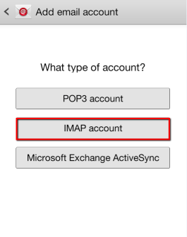قم بإختيار نظام الحساب علي IMAP.