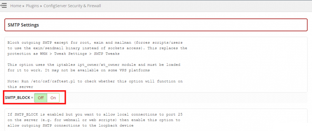 كيفية اعداد CSF للسماح SMTP الصادرة؟