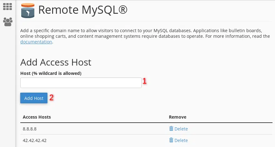 تمكين MySQL عن بعد في واجهة cPanel