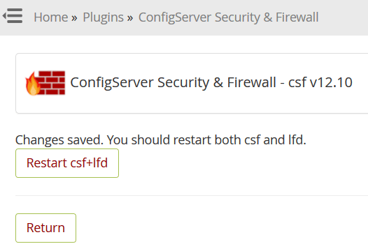 نقوم بالضغط علي "restart csf+ifd"