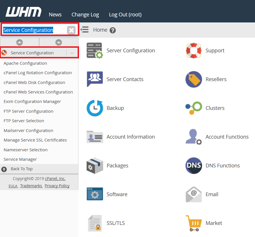 بمجرد تسجيل الدخول ، ابحث عن "Service Configuration"