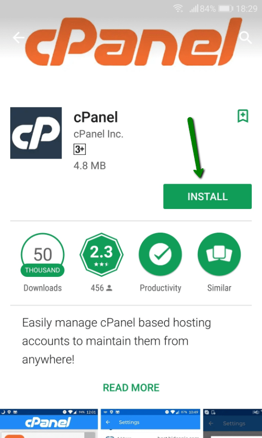 الاتصال بـ cPanel على الأجهزة المحمولة