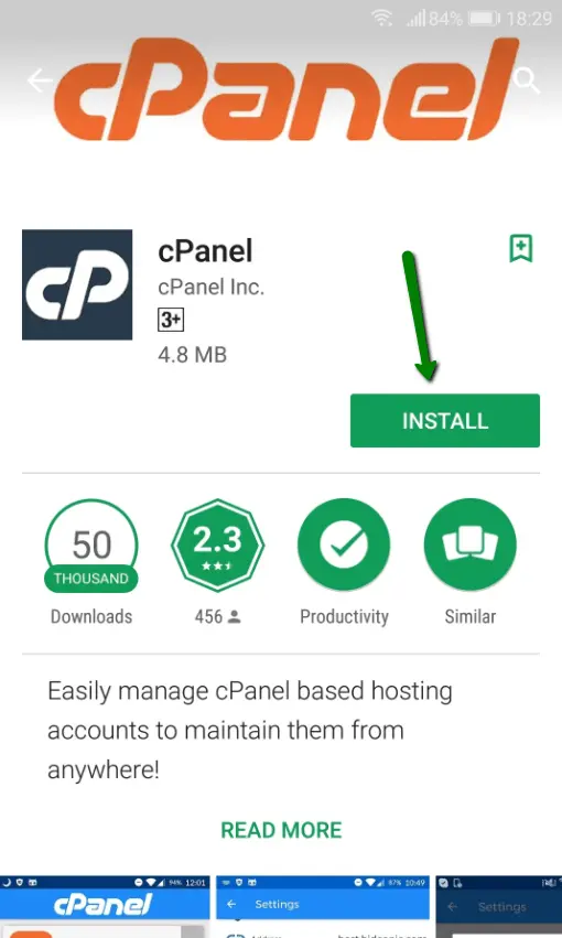 الاتصال بـ cPanel على الأجهزة المحمولة