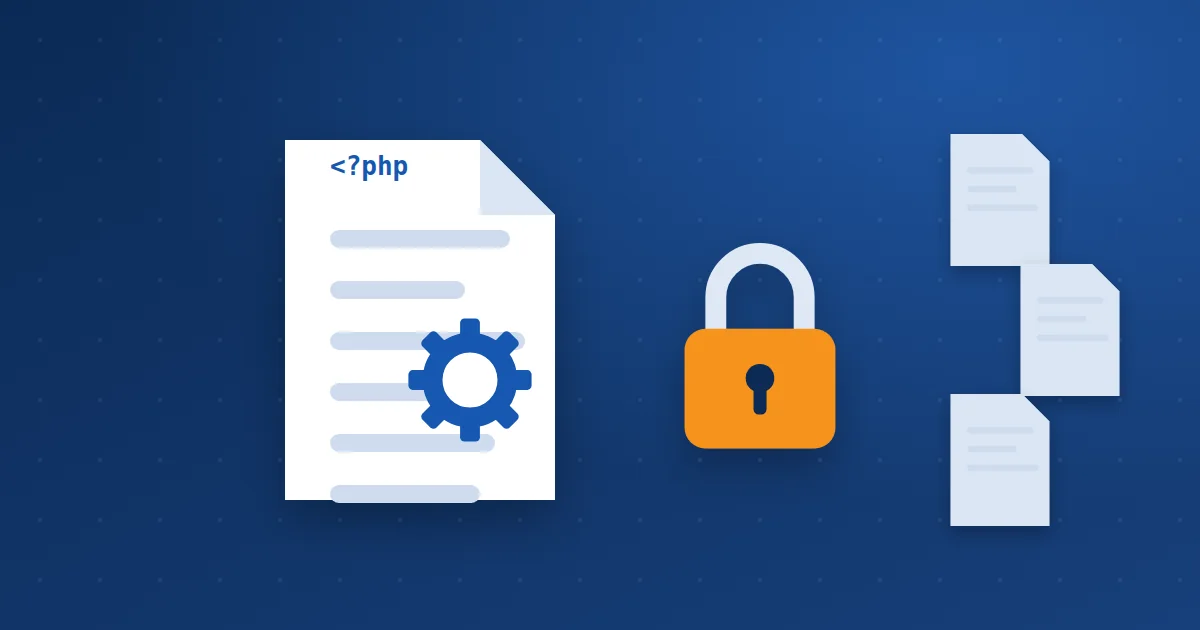 The WordPress configuration file wp-config.php and a protective lock